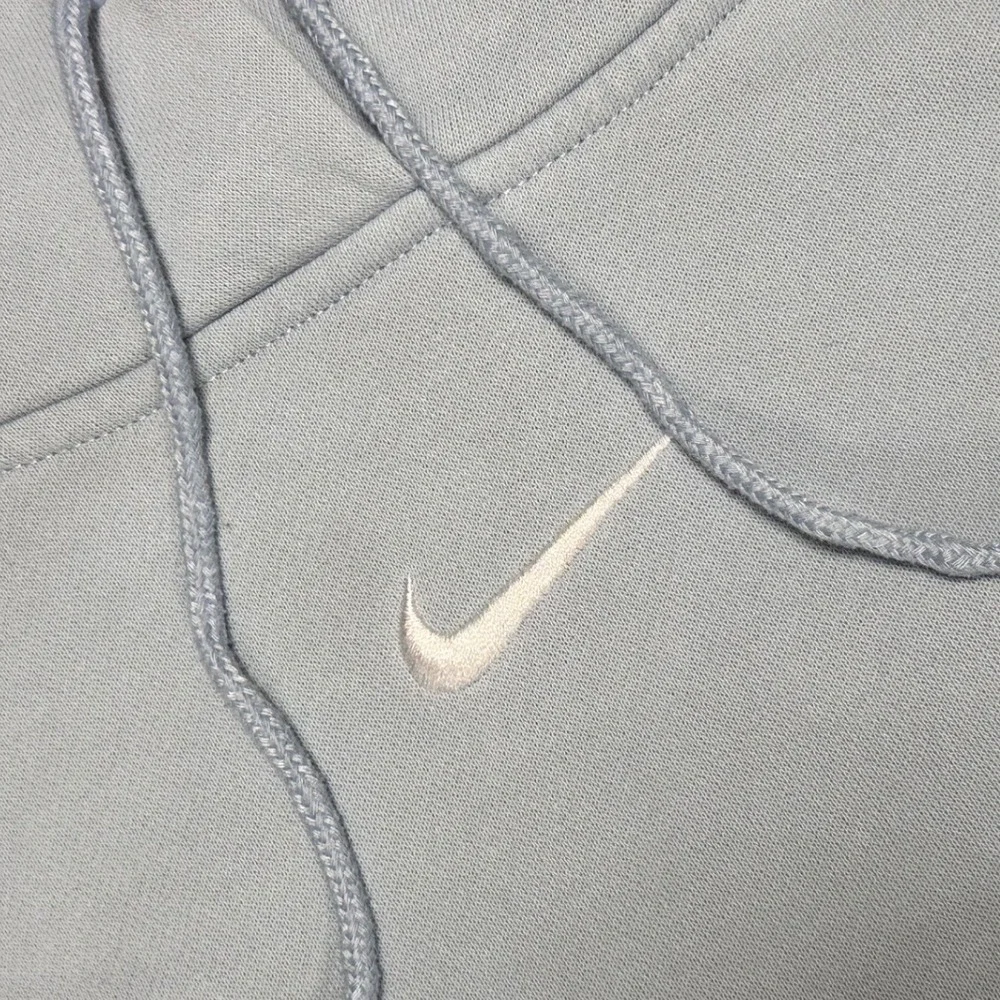 Y2K Nike Men's Hoodie Sweatshirt‎ Light Blue Embroidered Center Swoosh SZ M